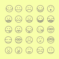 Set of Emoticon with simple line design style