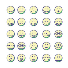 Set of Emoticon with simple line design style