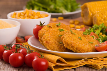 Corn burgers.