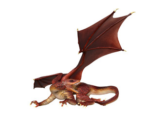 3D Rendering Fairy Tale Dragon on White