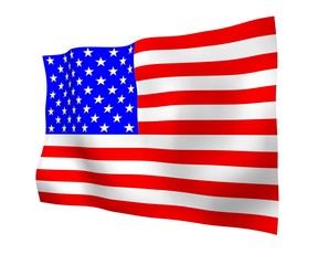 Fototapeta premium Waving flag of the United States of America. Stars and Stripes. State symbol of the USA. 3D illustration
