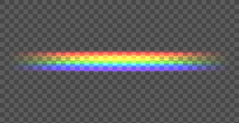 Vector Rainbow Straight Line, Shining Illustration on Dark Background, Transparent Line.