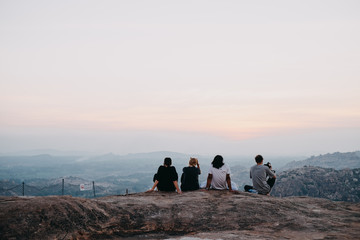 the company admires the sunset