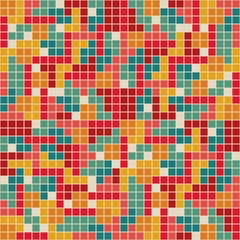 Arty vivid mini squares vector pattern. Seamless colorful repeat design with tetris like shapes. Trendy retro style. Geometric background, perfect for apparel design, wallpapers, gift wrapping etc.