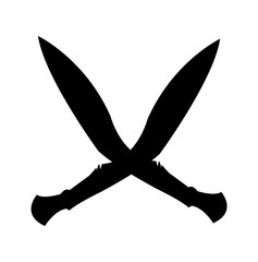 Gurkha kuhkri Indian knives crossed, isolated on white background