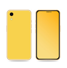 smartphone with colored screen back and front side on white background