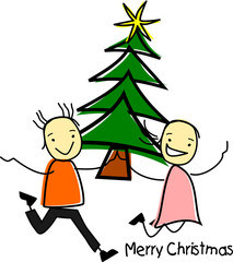 Merry Christmas - Grußkarte mit fröhlichen Kindern