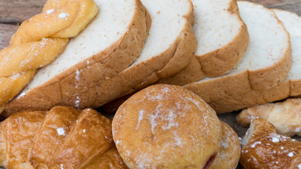 Bread food on the wood chopping board for sale