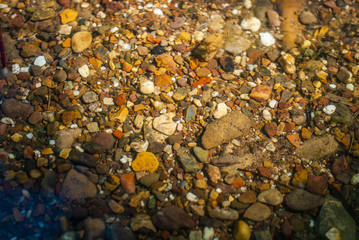 small stones under water