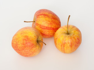 Red and yellow apples on a white background. Isolated.