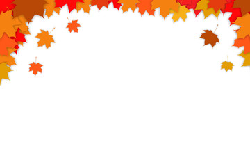 Autumn background with multi-colored autumn leaves. White background.