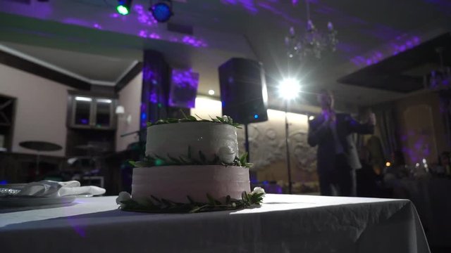 Wedding celebration cake at the party