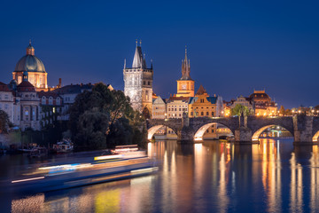 Fototapeta na wymiar Charles bridge at night, Prague