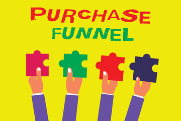 Conceptual hand writing showing Purchase Funnel. Business photo showcasing consumer  model which illustrates customer journey .