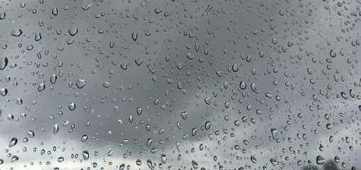 Water drops background sky blue , Thailand.