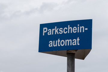 Blue sign with german lettering 