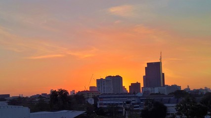 Bangkok crimson skyline at sunset