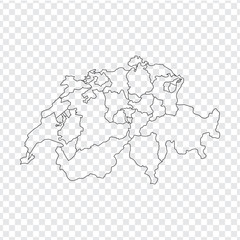 Blank map Switzerland. High quality map Switzerland with provinces on transparent background for your web site design, logo, app, UI. Stock vector. Vector illustration EPS10.