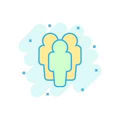 Cartoon colored people icon in comic style. People illustration pictogram. Users person splash business concept.