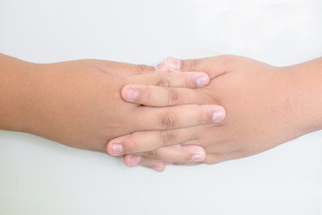 Right and left of the boys. Wrap both hands together with the fi