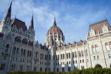 Fototapeta na wymiar Exterior of Hungarian Parliament Building in Budapest on December 29, 2017.