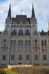 Fototapeta premium Exterior of Hungarian Parliament Building in Budapest on December 29, 2017.