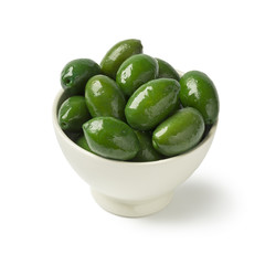 Bowl with green Italan Bella olives
