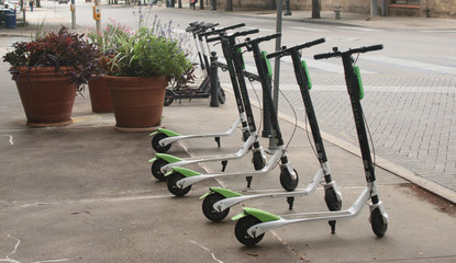 Dockless Electric Scooters on the Sidewalk