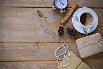 cup of coffee and book on table