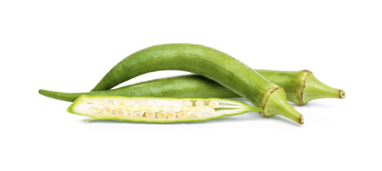 Sliced okra isolated on the white backgroud.