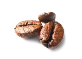 Fresh roasted coffee beans on white background