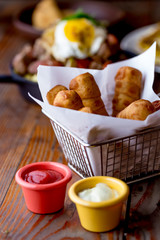 VENEZUELAN TEQUENOS. Latin American venezuelan colombian cheese Tequenos made of fried corn filled with cheese.