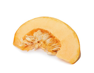 Fresh raw pumpkin slice isolated on white