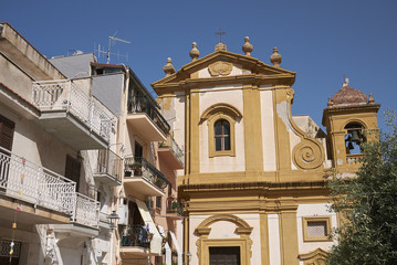 Fototapeta na wymiar Castellammare del Golfo, Italy - September 04, 2018 : Mother Church (Chiesa Madre)