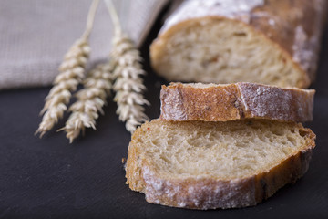 Ciabatta with ears. Fresh baked bread. Tasty Italian bread