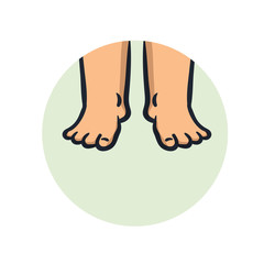 Swollen feet icon. Colorful flat vector illustration. Isolated on white background.