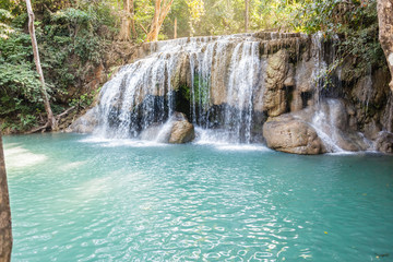 Fototapeta na wymiar Pristine Erawan waterfall