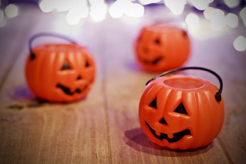 halloween pumpkins on black background