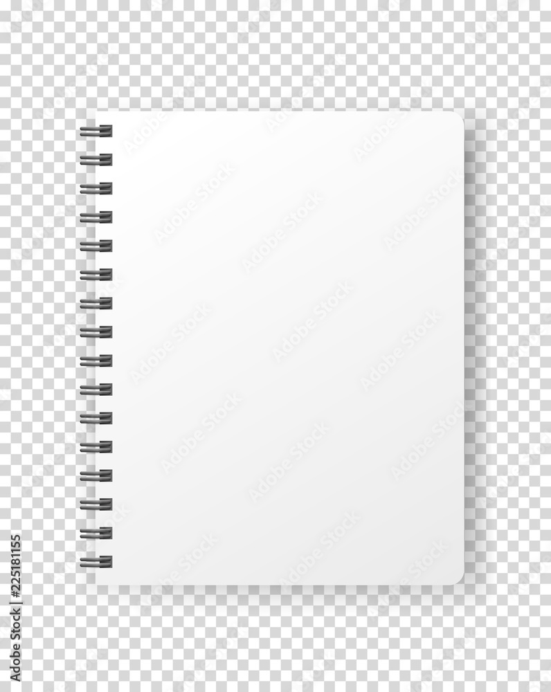 Leinwandbilder Notebook vector mockup. Vector object isolated on transparent background