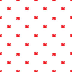 Seamless pattern with autumn maple leaves. Red leaves on white background. Canadian flag style, vector illustration
