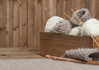 Yarn Balls. Wooden Knit Needles. Knitting Accessories.