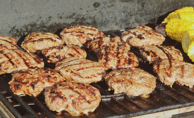 Hamburgers on the grill