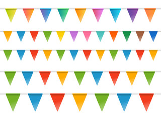 Color flags garland isolated on white background. Vector illustration