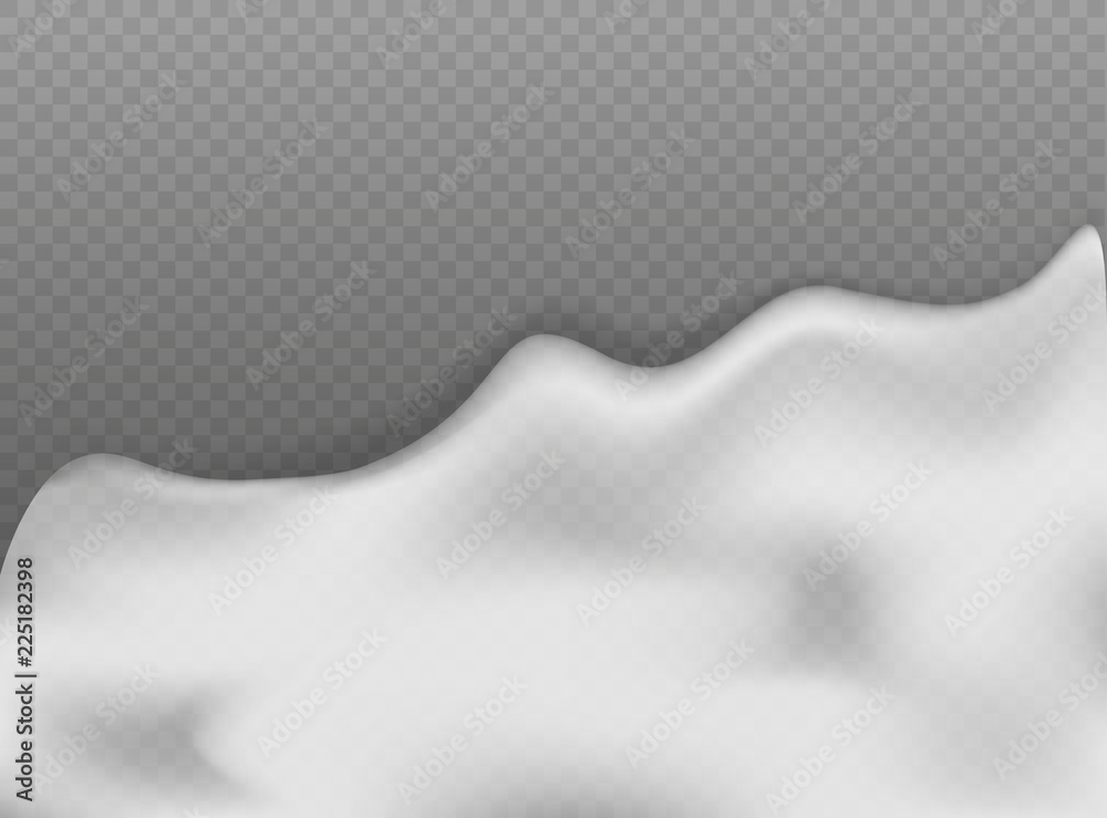 Poster Transparent scene with foam effect. Vector objects isolated on transparent background