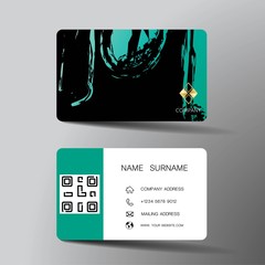Green modern creative business card design. With inspiration from abstract. Contact for company. Vector illustration.