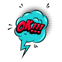 Ok!!! Comic style phrase with speech bubble.