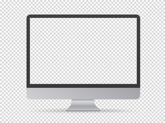 Modern computer monitor vector mockup. Vector object isolated on transparent background