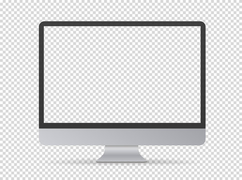 Modern Computer Monitor Vector Mockup. Vector Object Isolated On Transparent Background