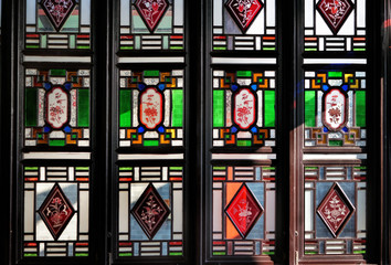 Qinghui Garden is located in Daliang, Shunde, Foshan City, Guangdong Province, China. It is one of the famous representative of Lingnan gardens.  Stained glass window.         