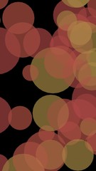Multicolored translucent circles on a dark background. Vertical image orientation. 3D illustration